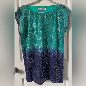 NWT Monique Leshman Size Small Sequin Teal and Purple Women's Top
